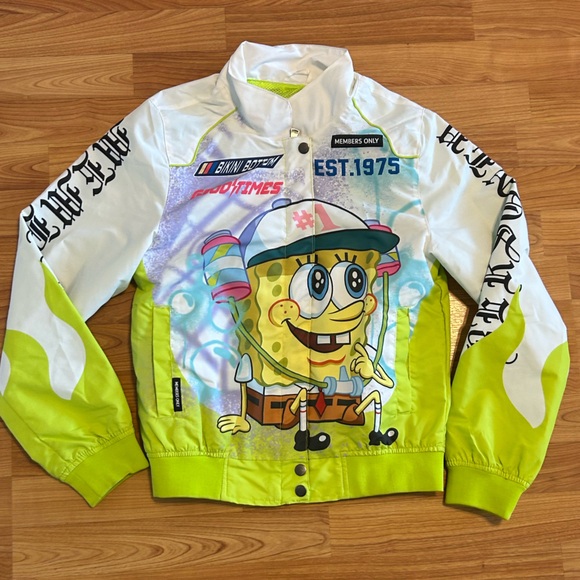 members only x sponge bob zip up jacket men’s small or kids 16